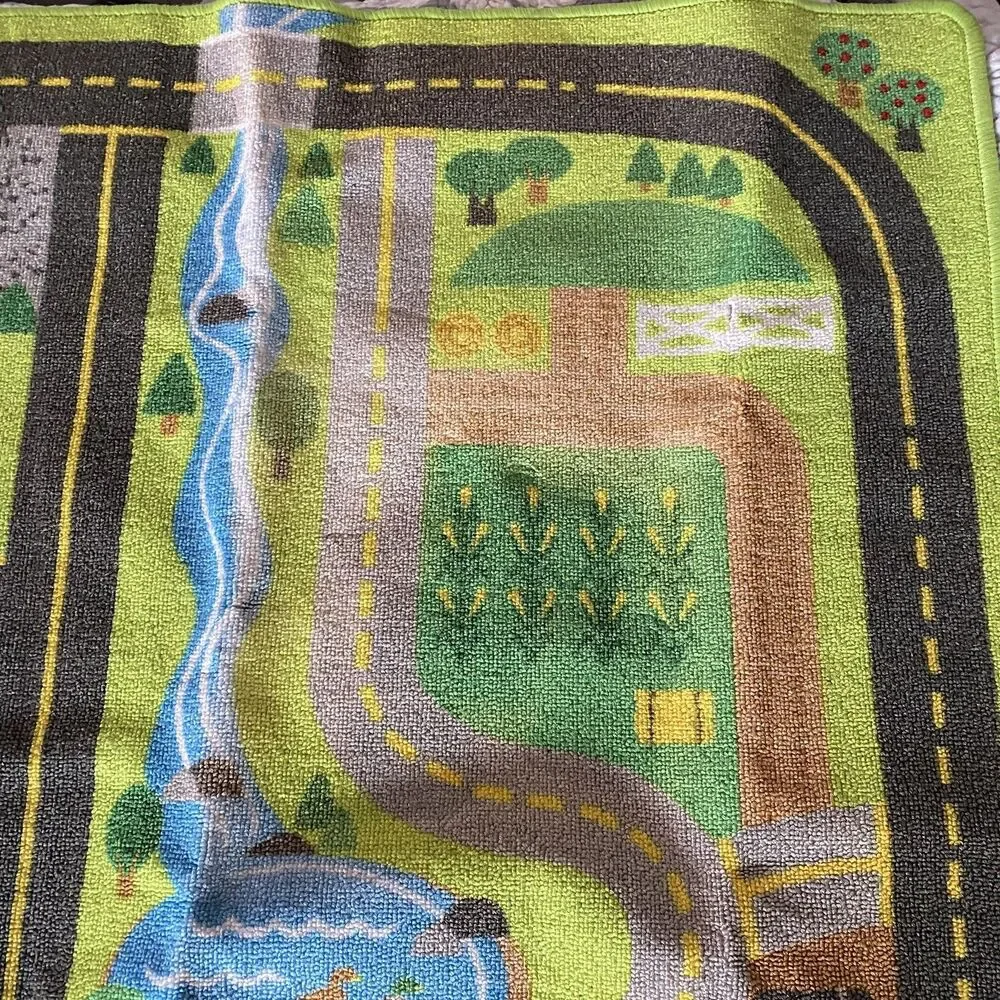 Melissa & Doug Create A Town Activity Rug Play Set 7 Wood Pieces